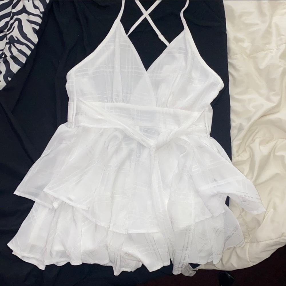 Pink Lily white romper